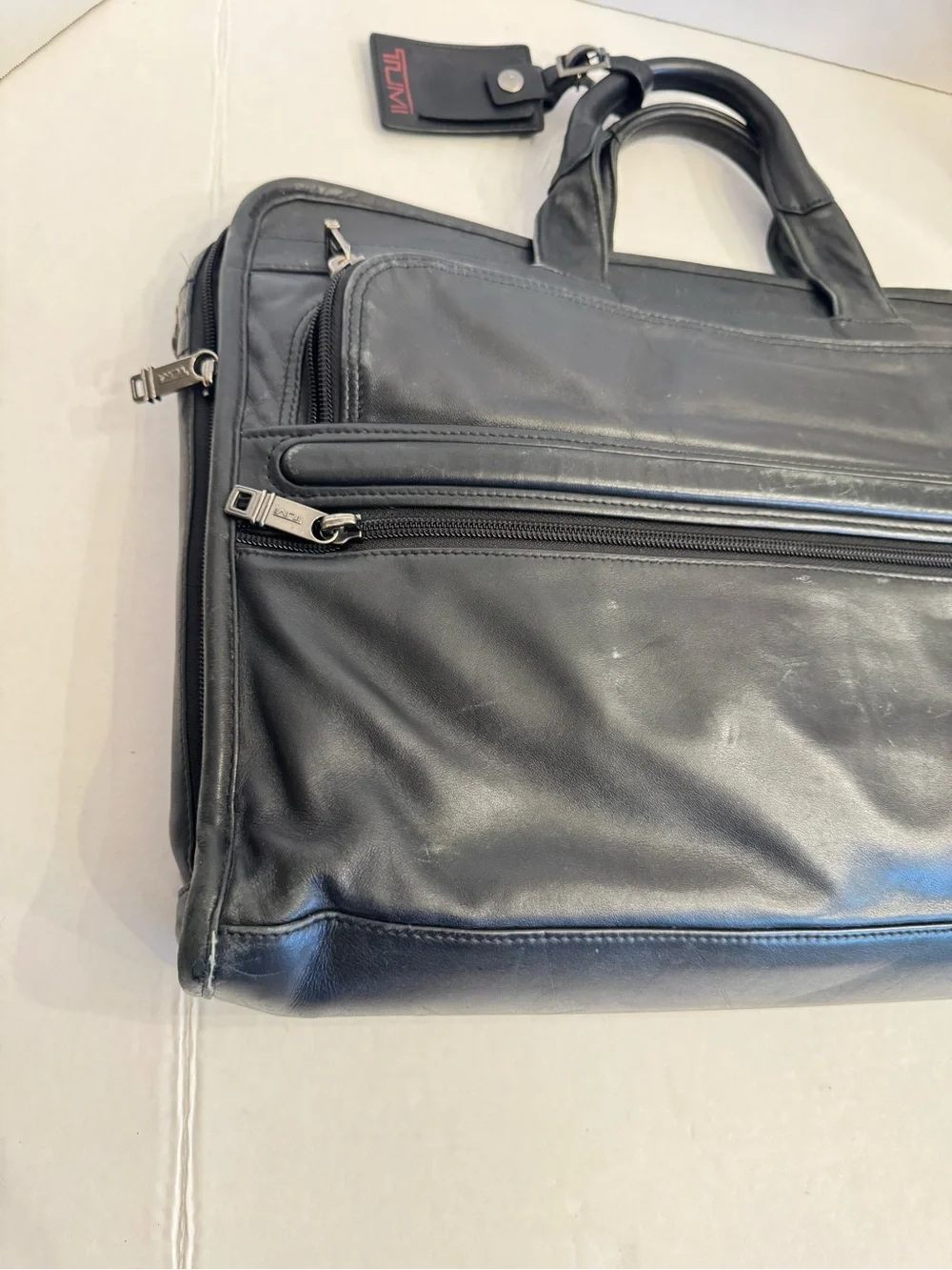 Tumi Leather Organizer Computer Brief Case 12